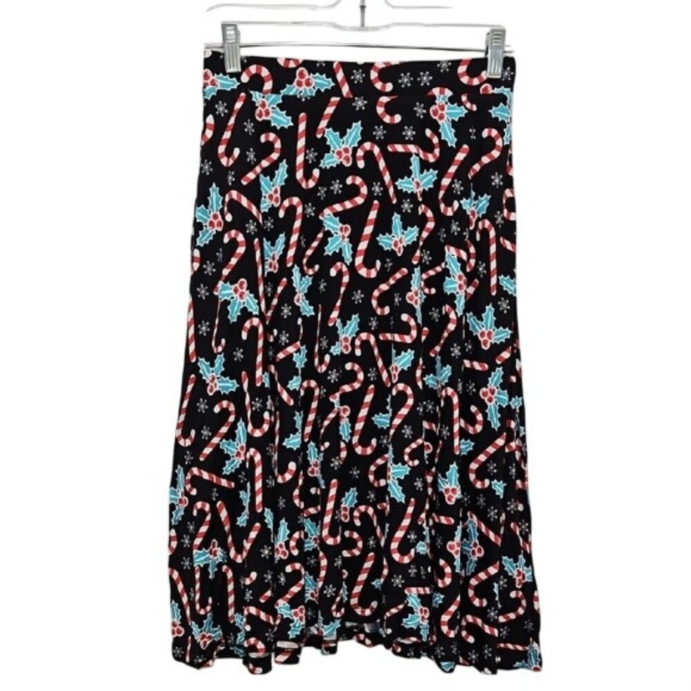 Modcloth Jersey Knit Candy Cane A-Line Skirt Festive Holiday Small New Office